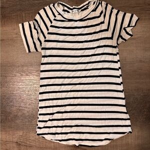 Tickled Teal Black and White Striped Tee